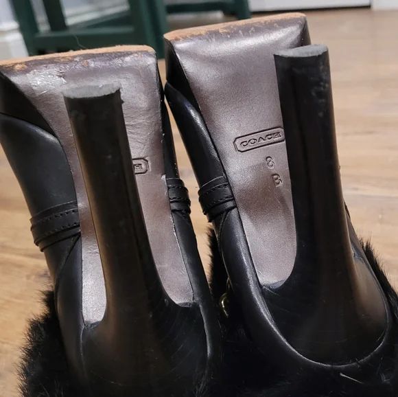 Real Genuine Black Rabbit Fur Coach Athena Boots - Picture 4 of 4